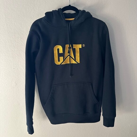 Caterpillar CAT Logo Black Hoodie Women's Small Pullover Sweater - Picture 1 of 5